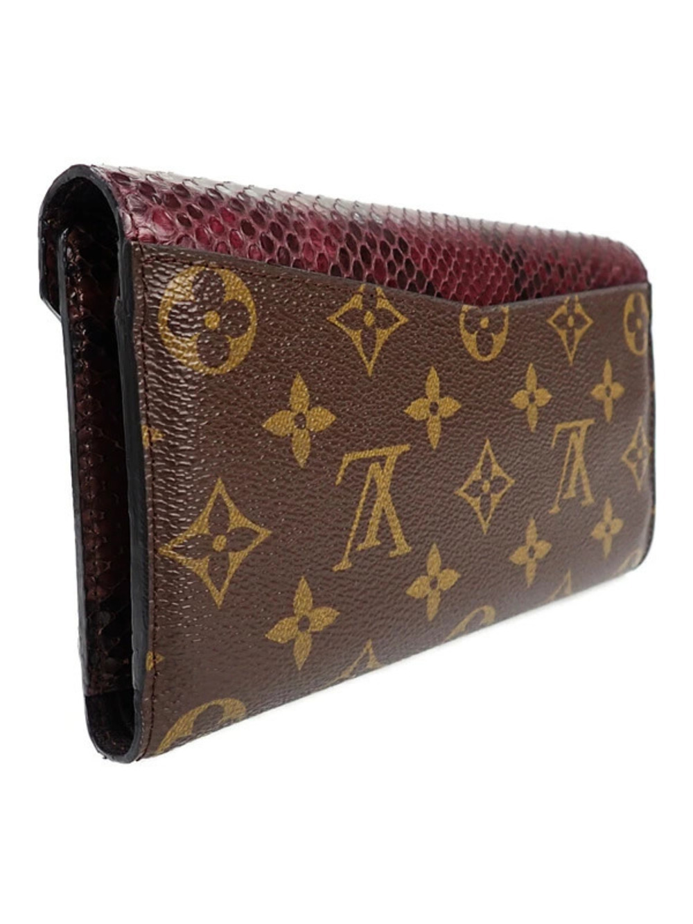 Louis Vuitton Tri fold Portefeuille Monogram Exotic Wallet Long Brown